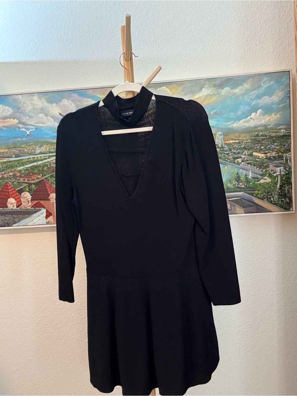 Lane Bryant Black Choker Neck Strappy Cutout Fit & Flare Sweater 14/16